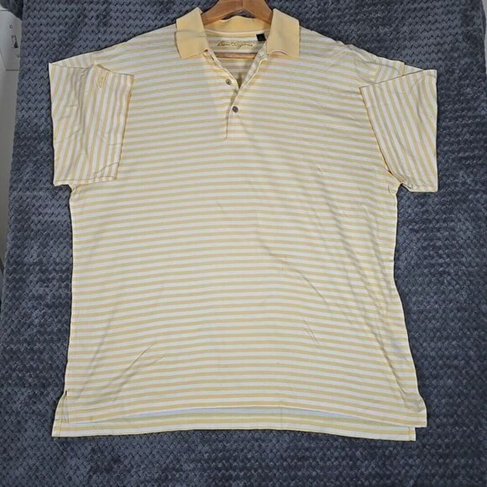 Ben Hogan Shirt Mens Large Yellow Striped‎ Short Sleeve Golf Polo Sportswear